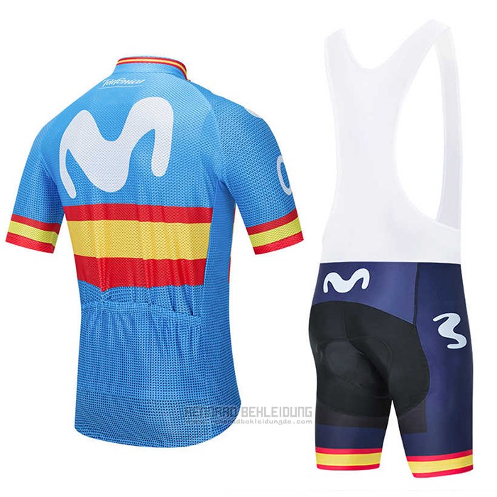 2020 Fahrradbekleidung Movistar Champions Spanien Blau Trikot Kurzarm und Tragerhose